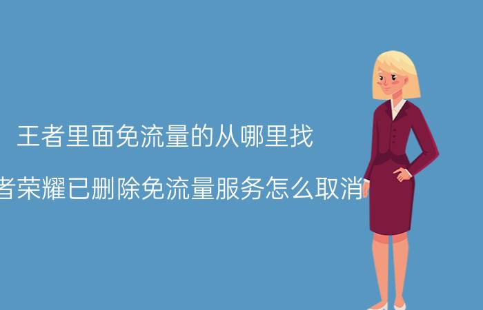 王者里面免流量的从哪里找 王者荣耀已删除免流量服务怎么取消？